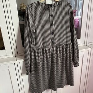 LOFT Houndstooth Ruffle Baby Doll Dress - NWOT